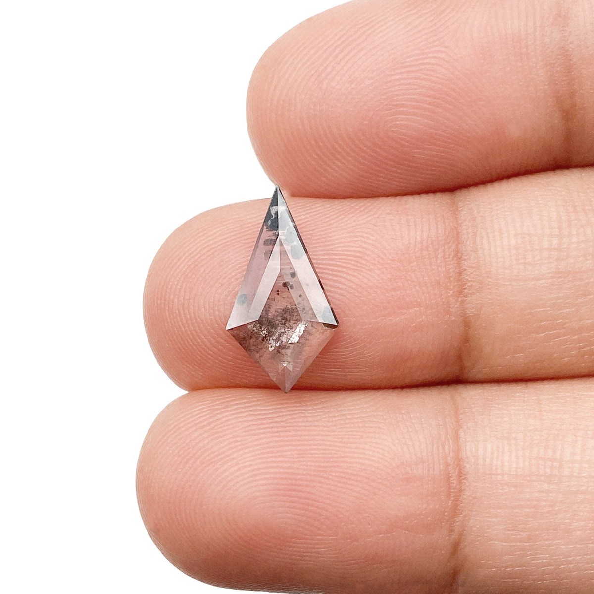 0.92ct | Salt &amp; Pepper Kite Shape Rose Cut Lab Diamond-LITHOS Diamond