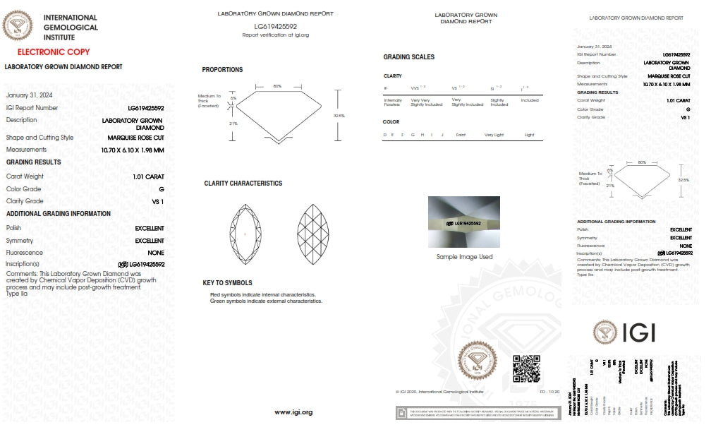 1.01ct | G/VS1 Marquise Shape Rose Cut Lab Diamond (IGI)-LITHOS Diamond