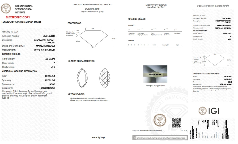1.03ct | F/VS1 Marquise Shape Rose Cut Lab Diamond (IGI)-LITHOS Diamond
