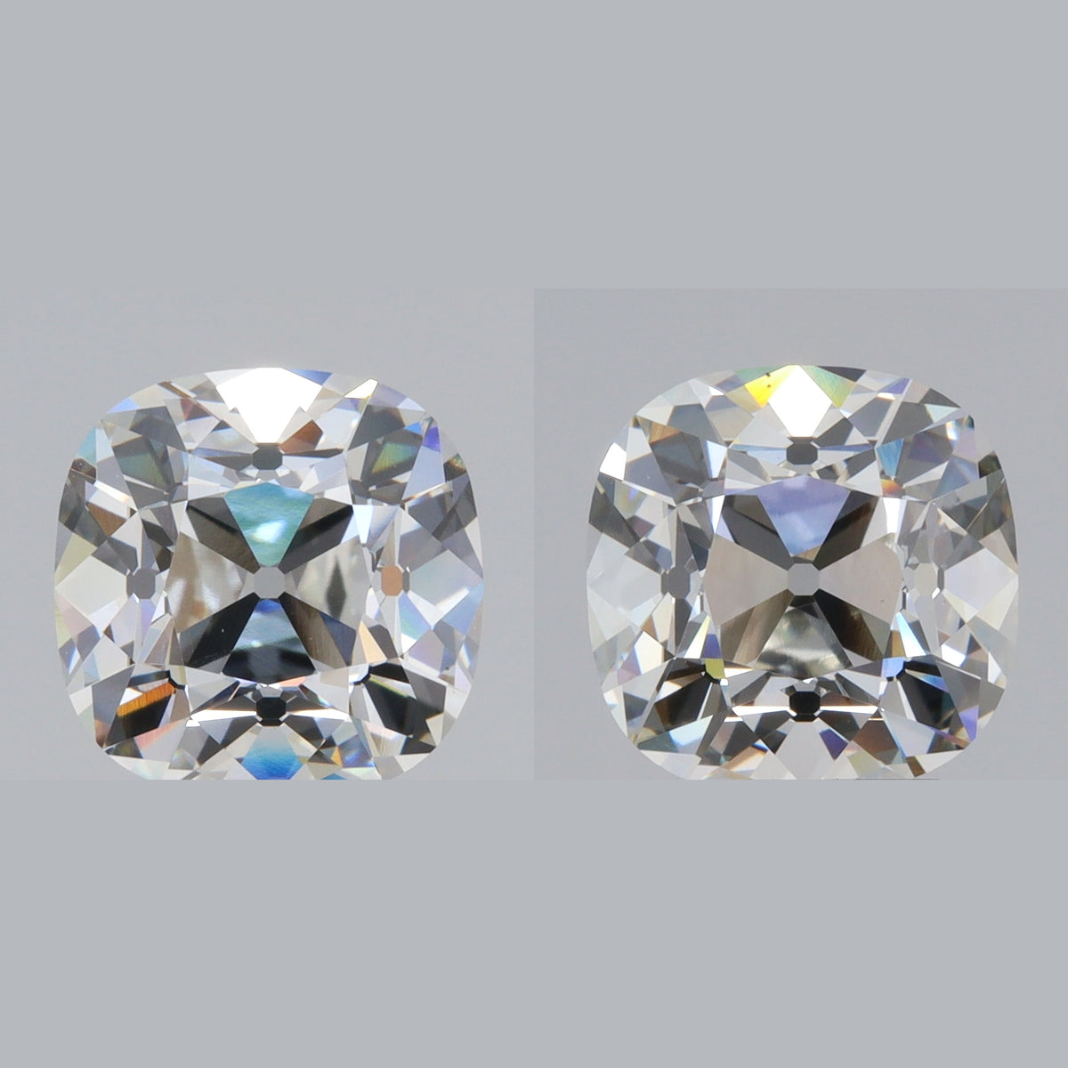 6.18ct | F-G/VVS2-VS2 Cushion Shape Old Mine Cut Lab Diamond Matched Pair