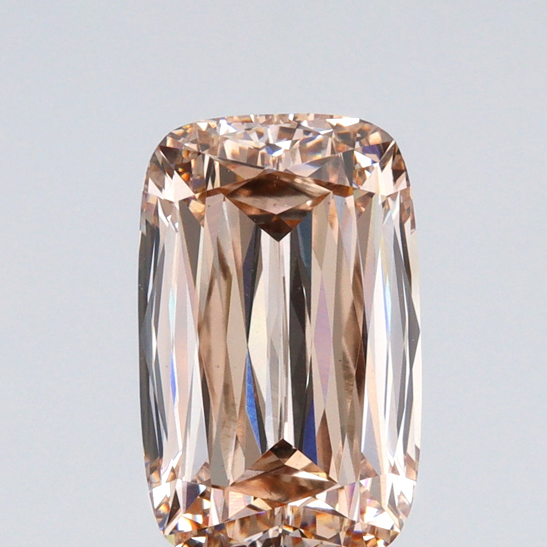 3.49ct | Light Brown/VS1 Champagne Cushion Shape Lattice Cut Lab Diamond (IGI)-LITHOS Diamond