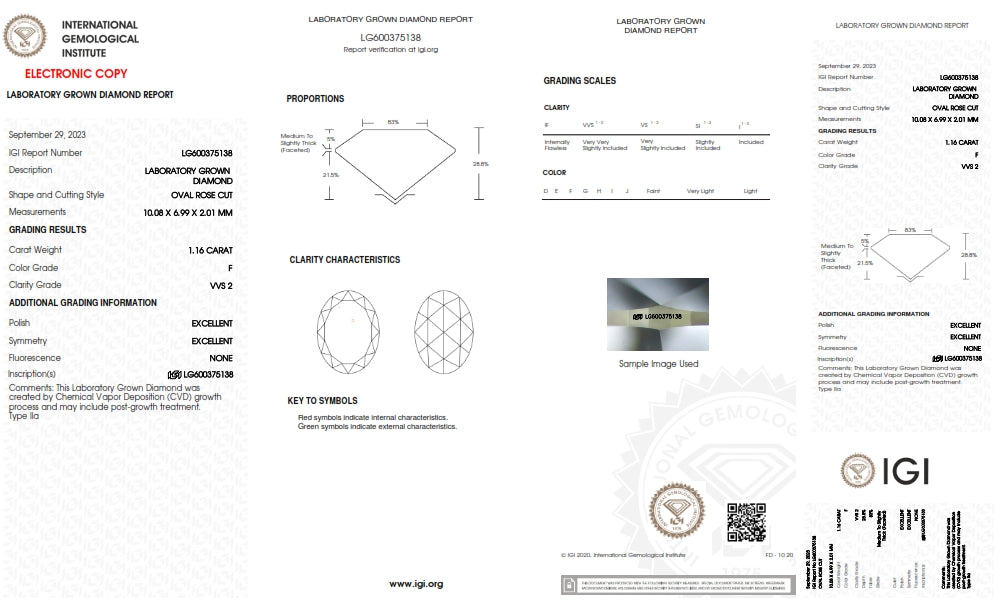 1.16ct | F/VVS2 Oval Shape Rose Cut Lab Diamond (IGI)-LITHOS Diamond