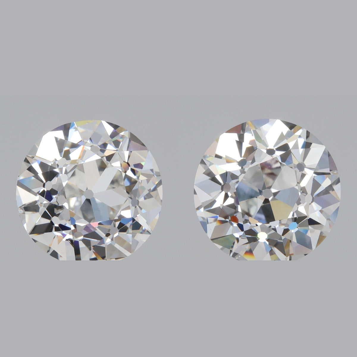 6.01cttw | F/VVS2 Round Shape Old European Cut Lab Diamond Matched Pair-LITHOS Diamond