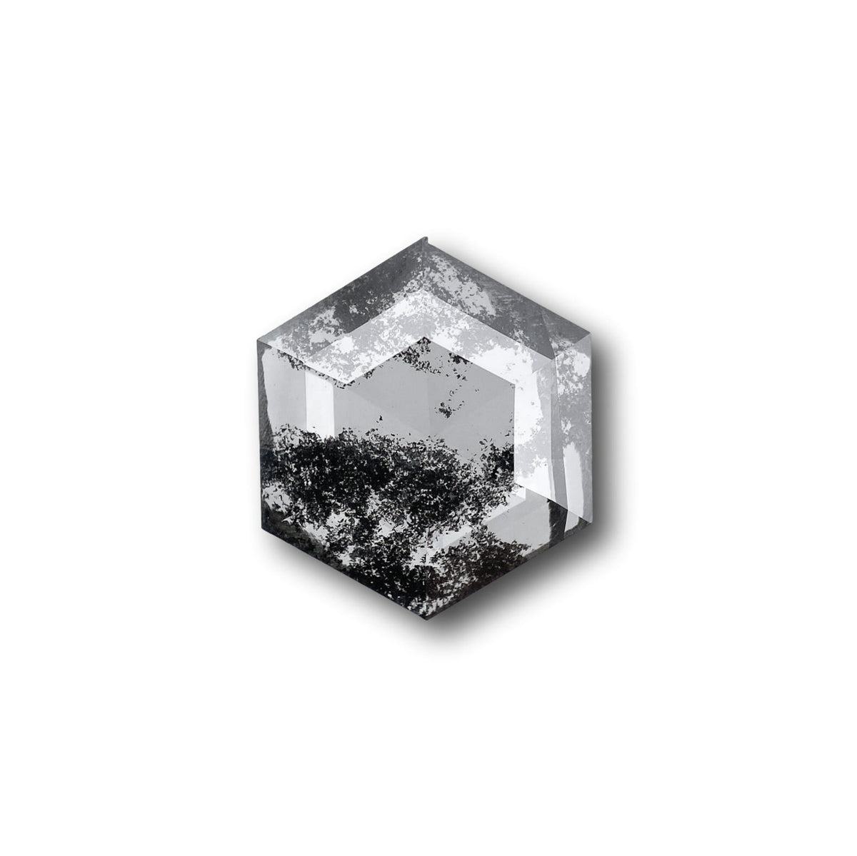 1.78ct | Salt & Pepper Hexagon Shape Rose Cut Lab Diamond