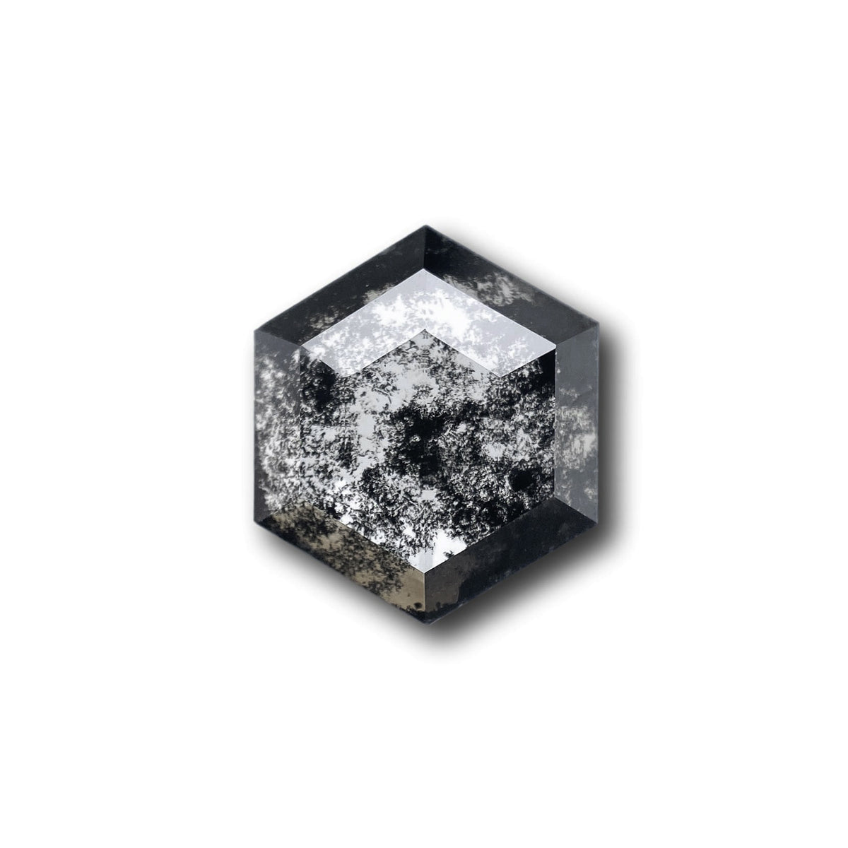 1.71ct | Salt & Pepper Hexagon Shape Rose Cut Lab Diamond
