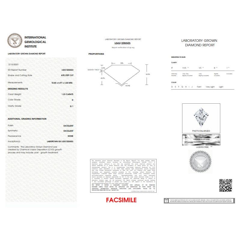 1.23ct | D/SI1 Kite Shape Step Cut Lab Diamond (IGI)-LITHOS Diamond