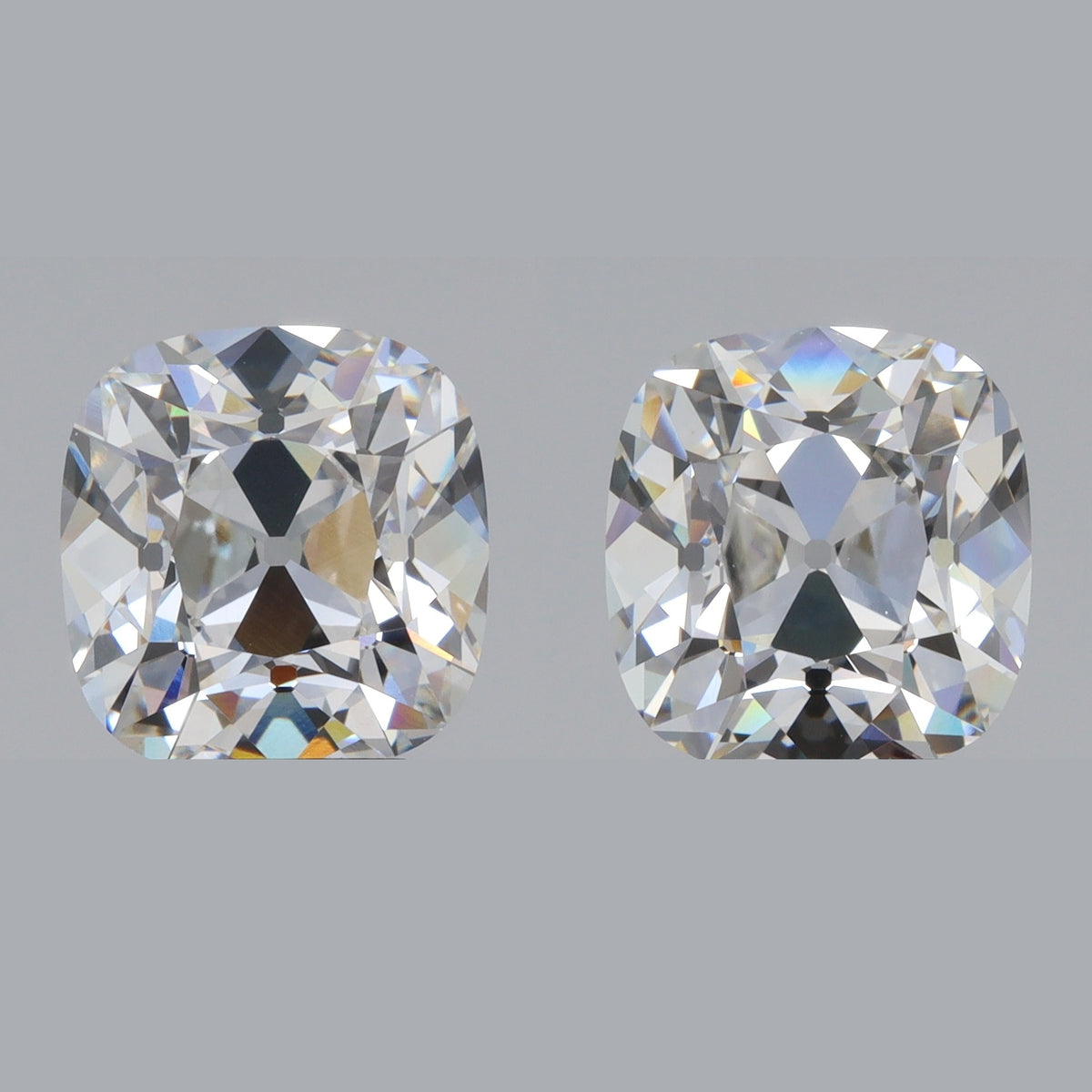 6.06ct | F/VVS2 Cushion Shape Old Mine Cut Lab Diamond Matched Pair