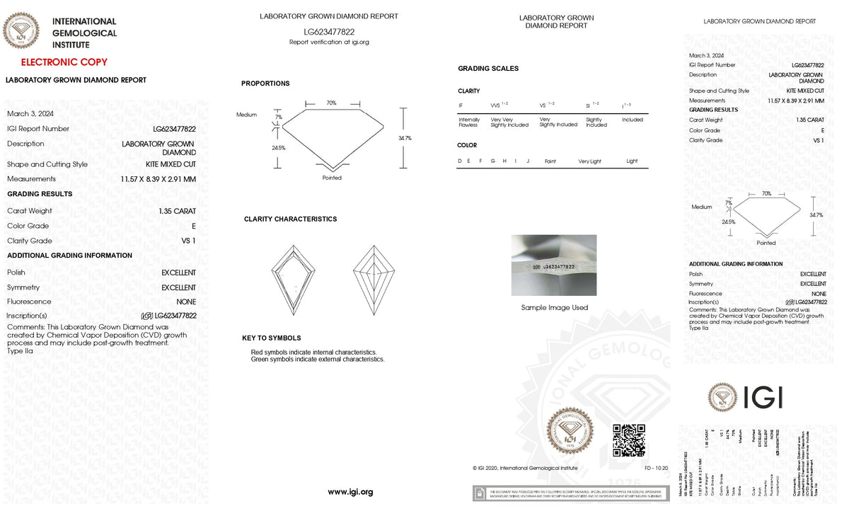 1.35ct | E/VS1 Kite Shape Rose Cut Lab Diamond (IGI)-LITHOS Diamond