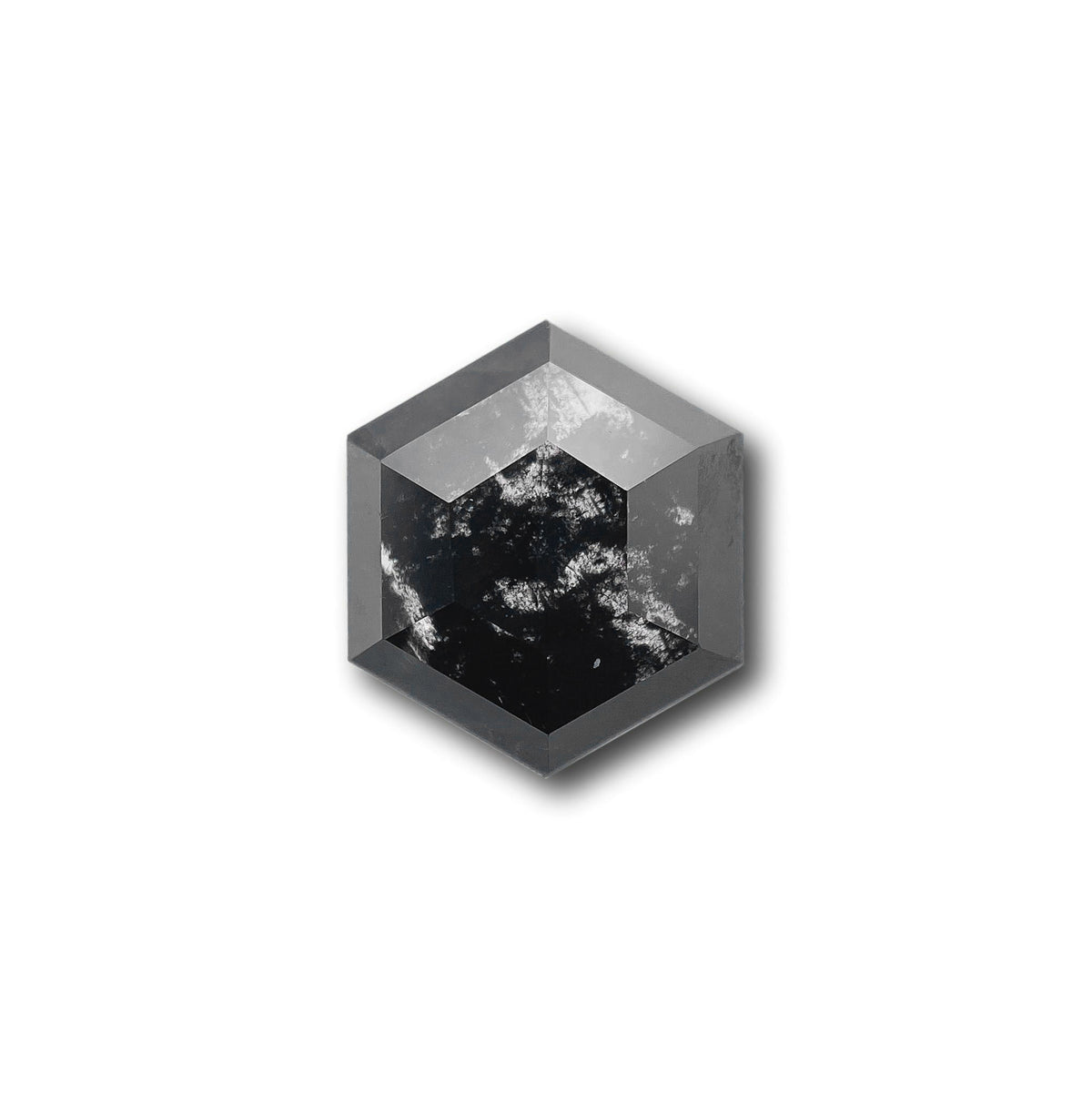 1.64ct | Salt & Pepper Hexagon Shape Rose Cut Lab Diamond