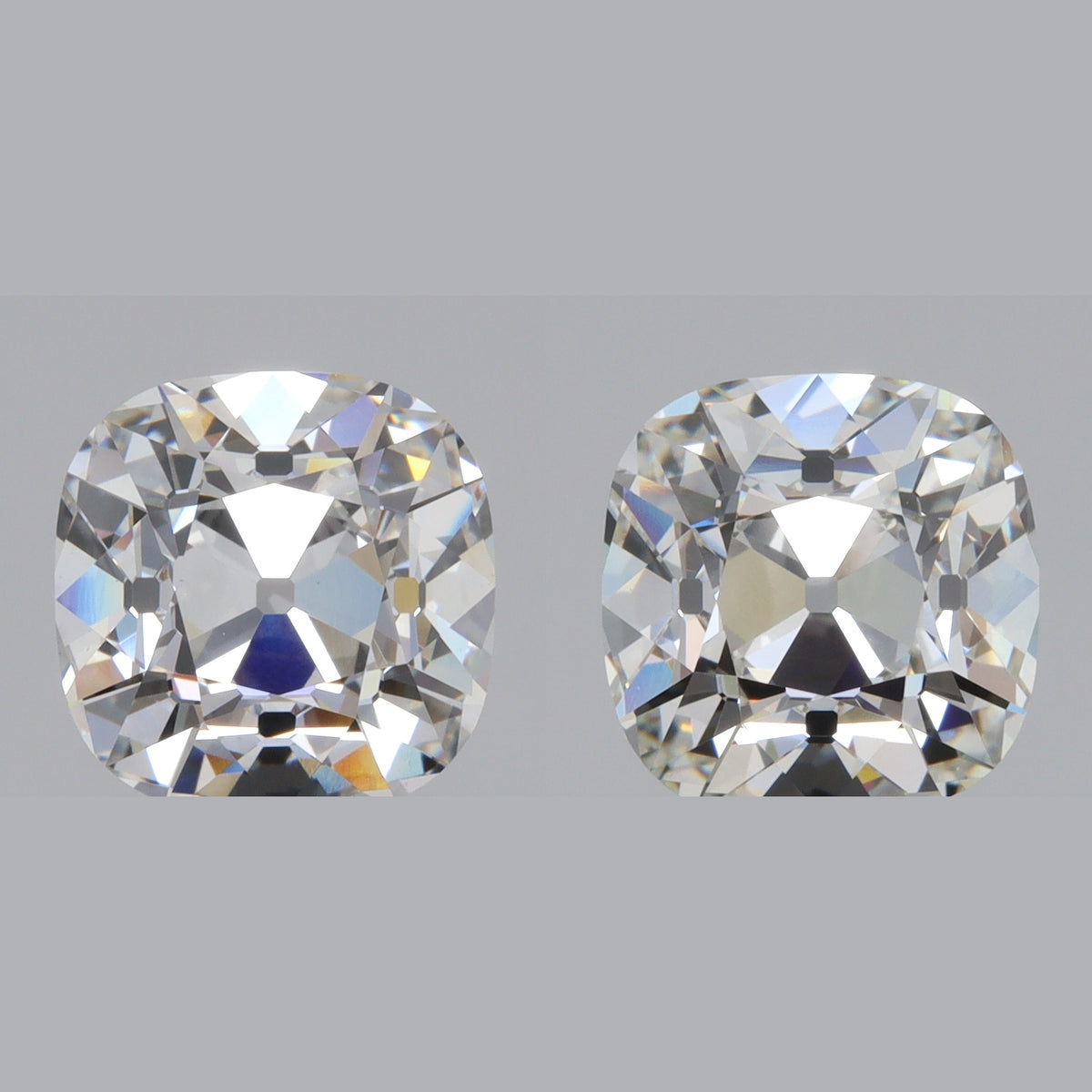 4.04cttw | F-I/VS1 Cushion Shape Old Mine Cut Lab Diamond Matched Pair-LITHOS Diamond