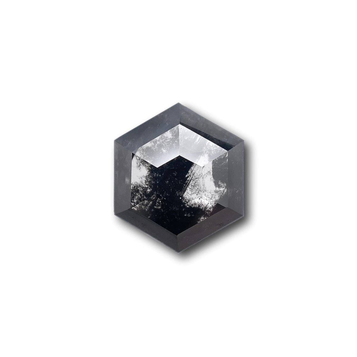 1.84ct | Salt & Pepper Hexagon Shape Rose Cut Lab Diamond