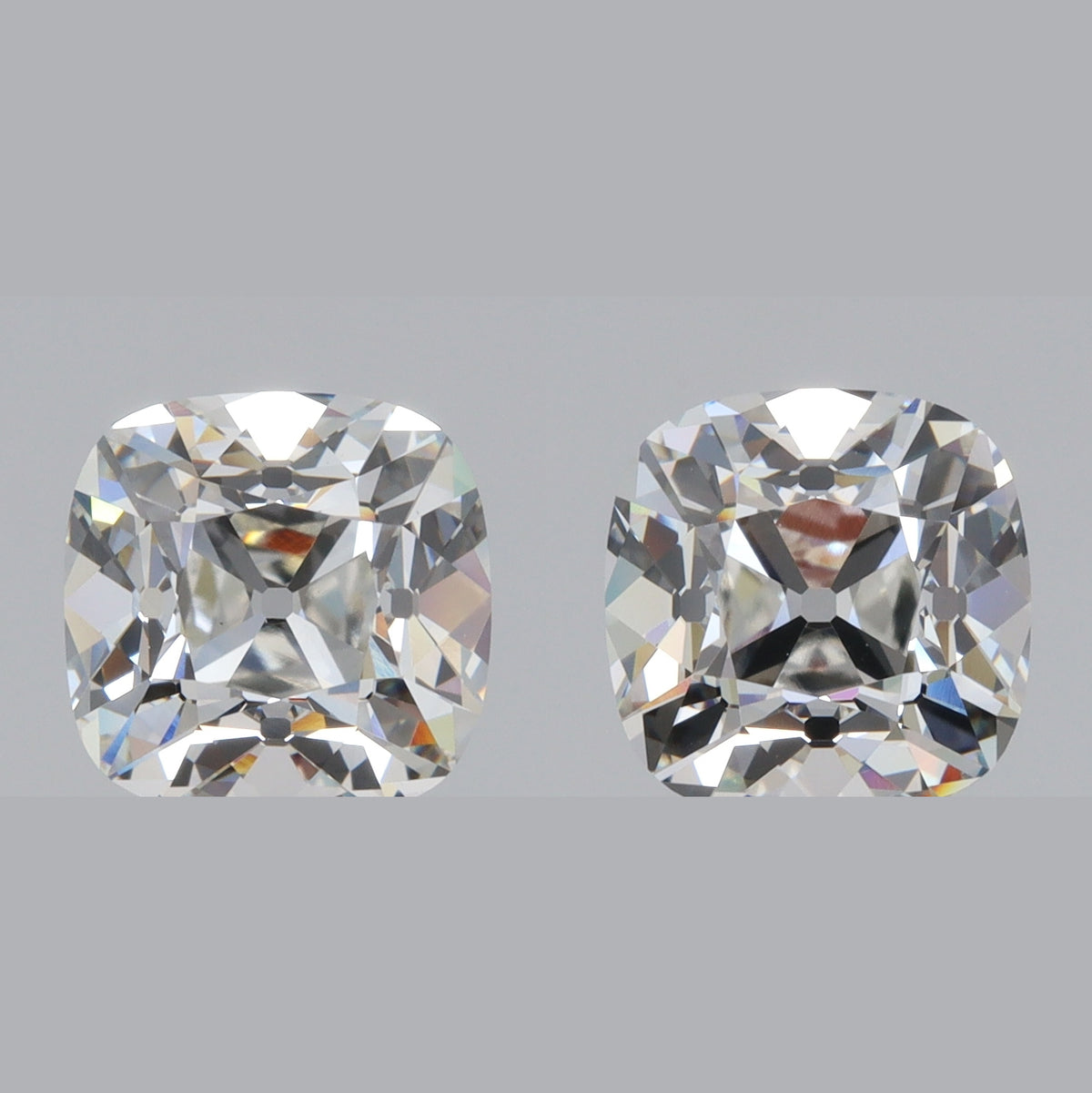 4.16cttw | F/VS1-VVS2 Cushion Shape Old Mine Cut Lab Diamond Matched Pair-LITHOS Diamond