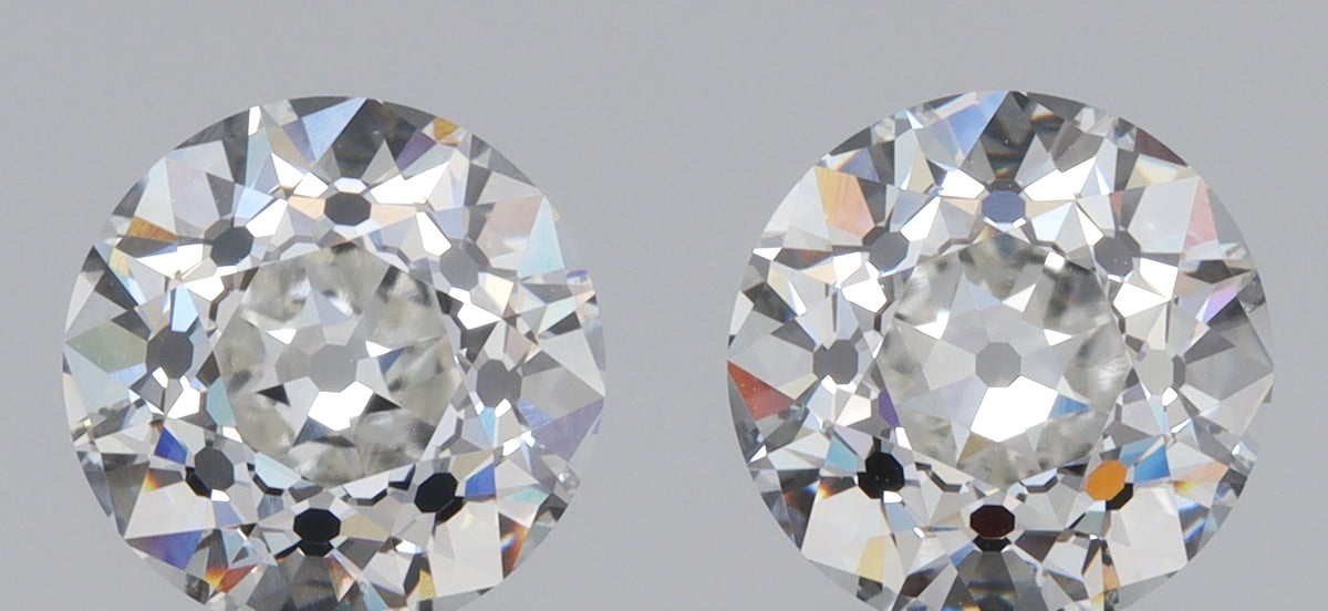 4.07cttw | E/VVS2 Round Shape Old European Cut Lab Diamond Matched Pair