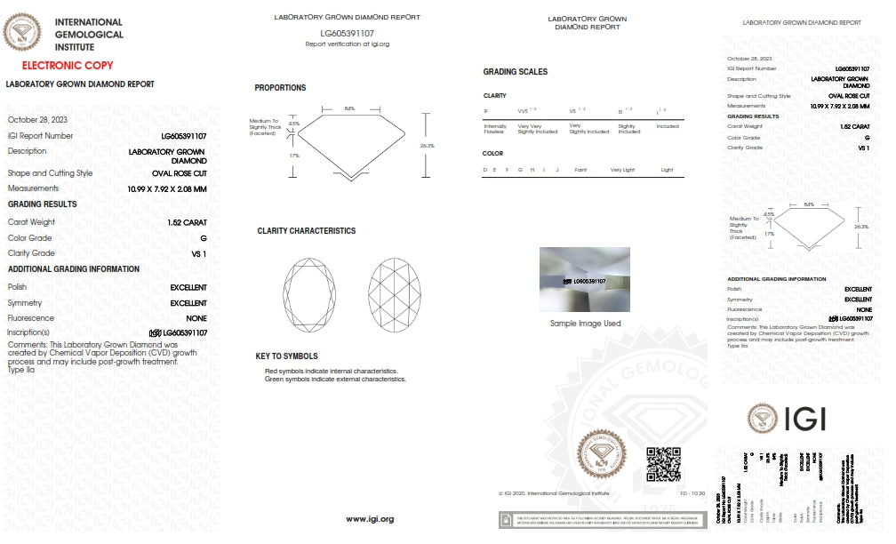 1.52ct | G/VS1 Oval Shape Rose Cut Lab Diamond (IGI)-LITHOS Diamond