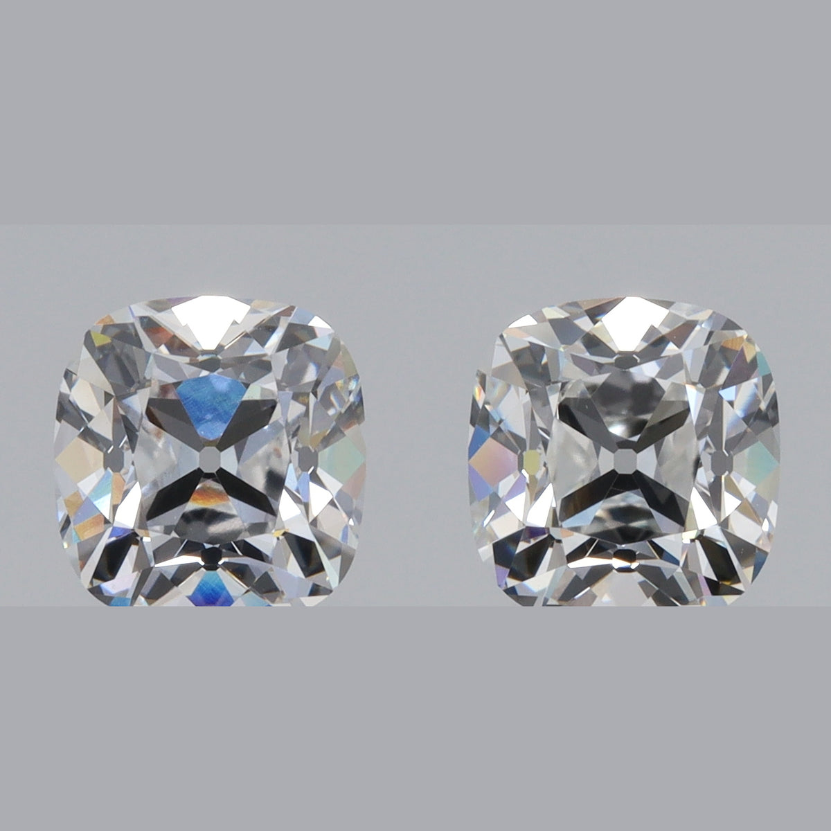 3.17cttw | E-F/VVS2 Cushion Shape Old Mine Cut Lab Diamond Matched Pair