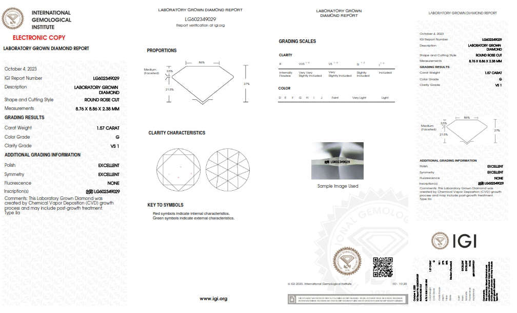1.57ct | G/VS1 Round Shape Rose Cut Cut Lab Diamond (IGI)-LITHOS Diamond