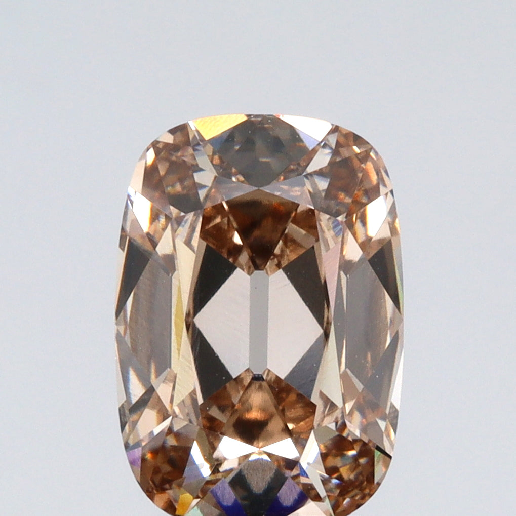 2.71ct | U-V/VS1 Cognac Antique Cushion Shape Old Mine Cut Lab Diamond (IGI)-LITHOS Diamond