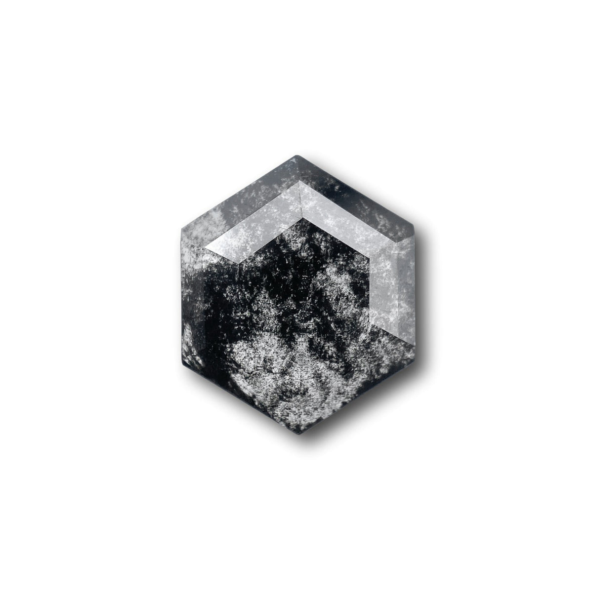 2.00ct | Salt & Pepper Hexagon Shape Rose Cut Lab Diamond