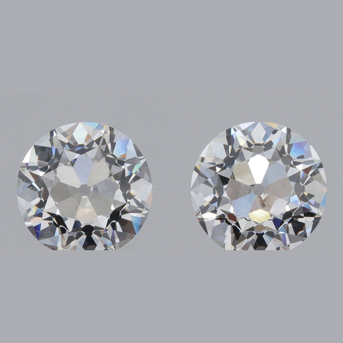 3.04cttw| D-F/VVS2-VS2 Round Shape Old European Cut Lab Diamond Matched Pair-LITHOS Diamond