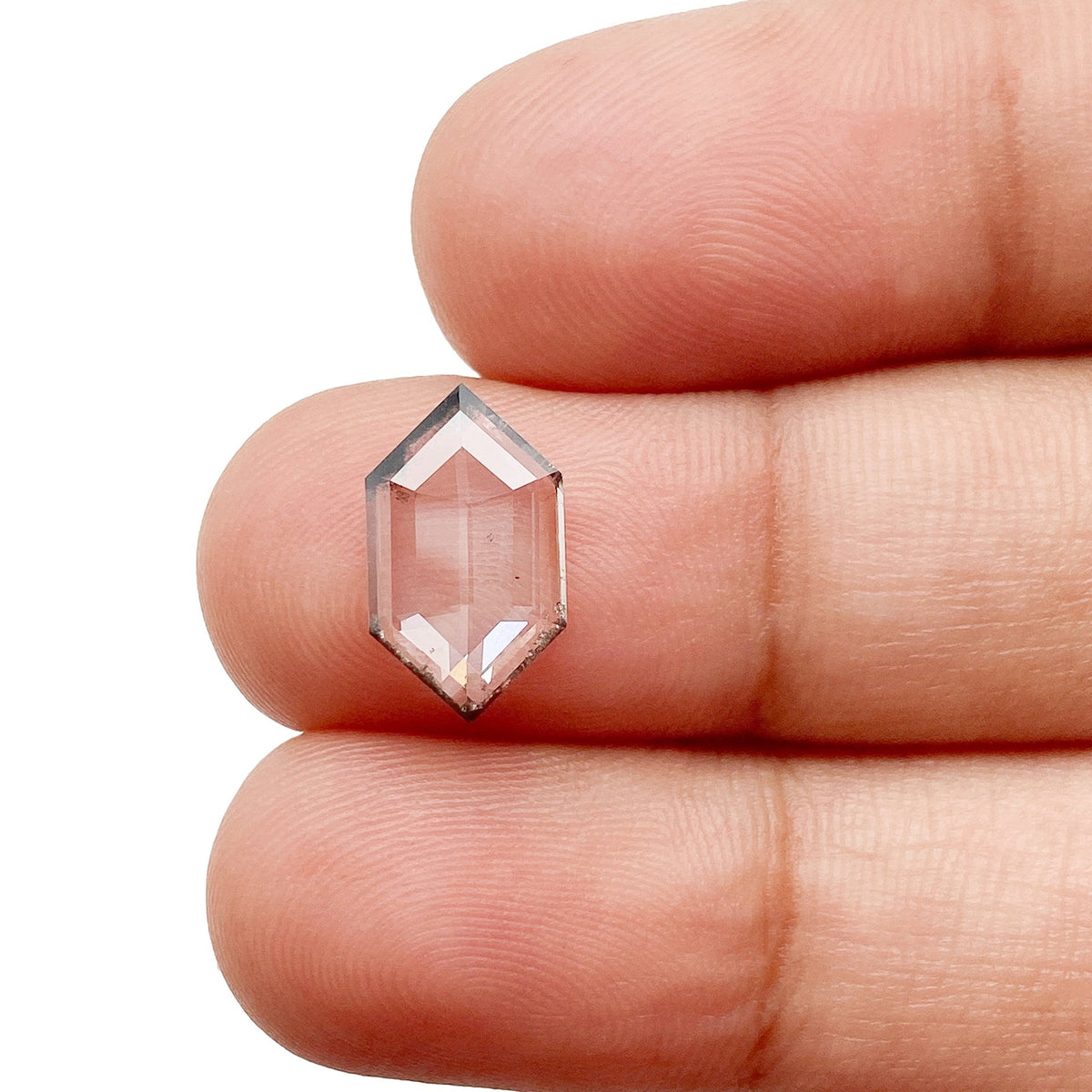 1.61ct | Salt &amp; Pepper Hexagon Shape Rose Cut Lab Diamond-LITHOS Diamond