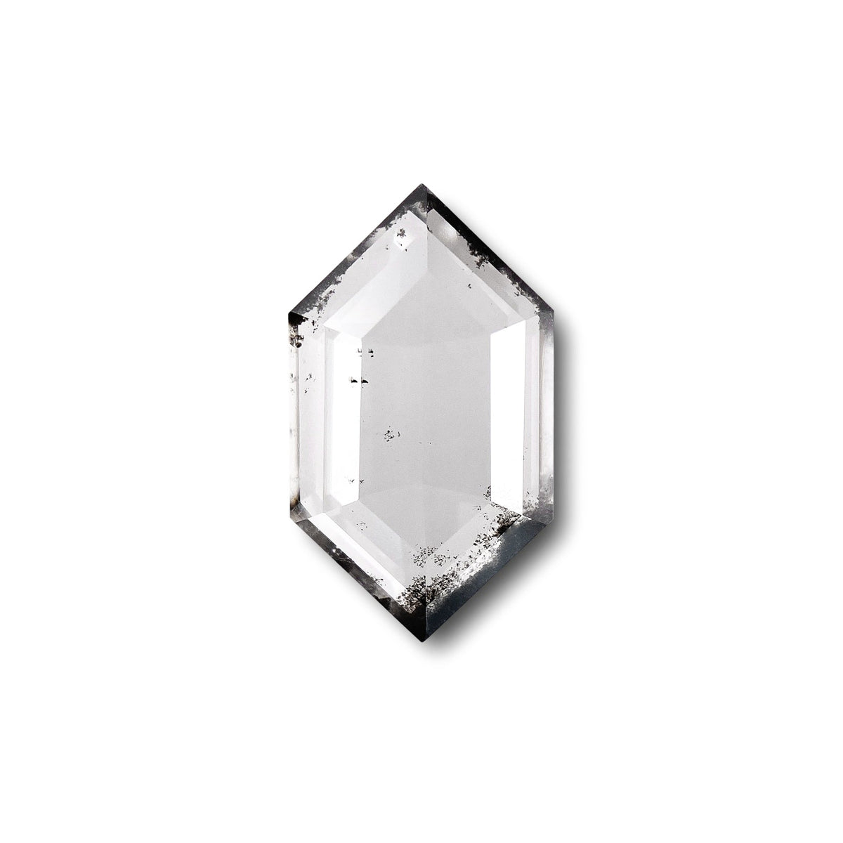 1.61ct | Salt &amp; Pepper Hexagon Shape Rose Cut Lab Diamond-LITHOS Diamond