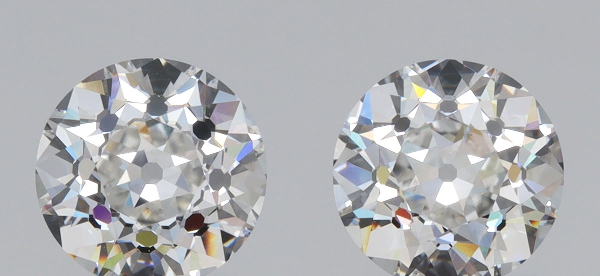 3.05cttw | D/VS1 Round Shape Old European Cut Lab Diamond Matched Pair