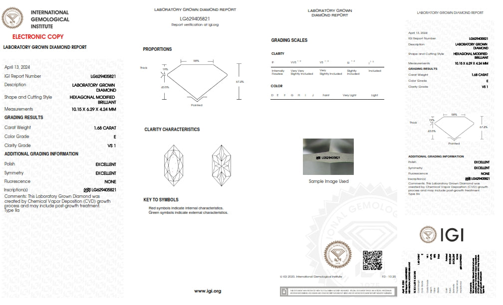 1.68ct | E/VS1 Hexagon Shape Brilliant Cut Lab Diamond (IGI)-LITHOS Diamond