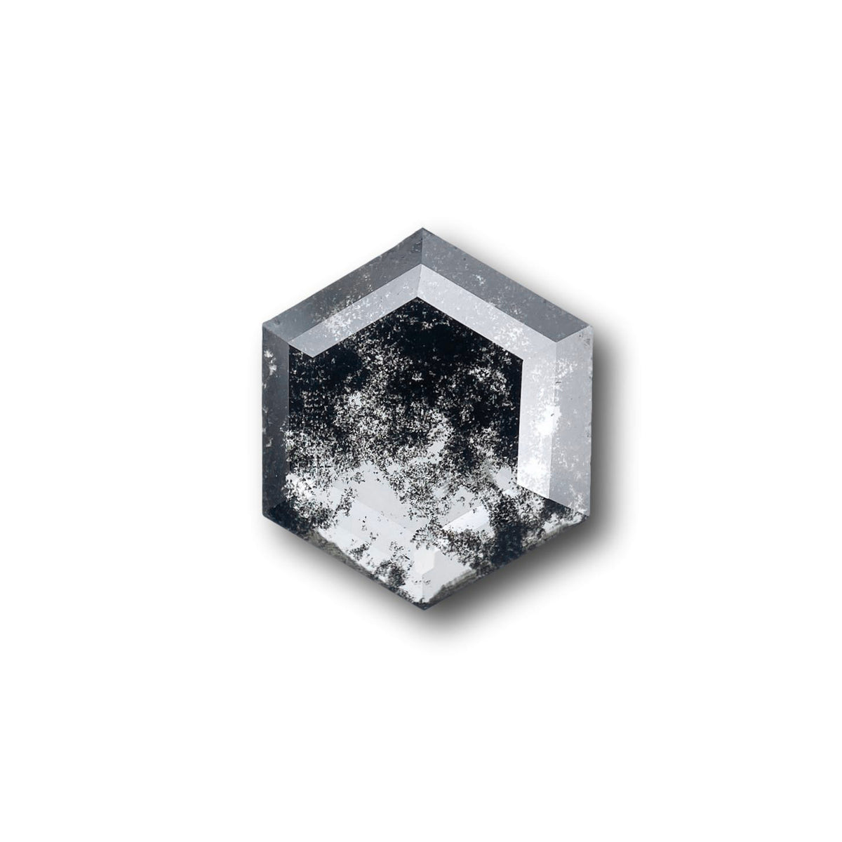 1.48ct | Salt & Pepper Hexagon Shape Rose Cut Lab Diamond