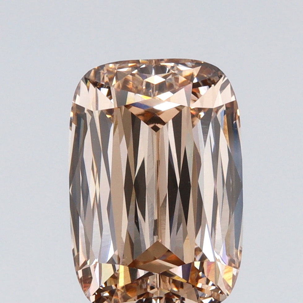 3.14ct | Light Brown/VVS2 Champagne Cushion Shape Lattice Cut Lab Diamond (IGI)-LITHOS Diamond