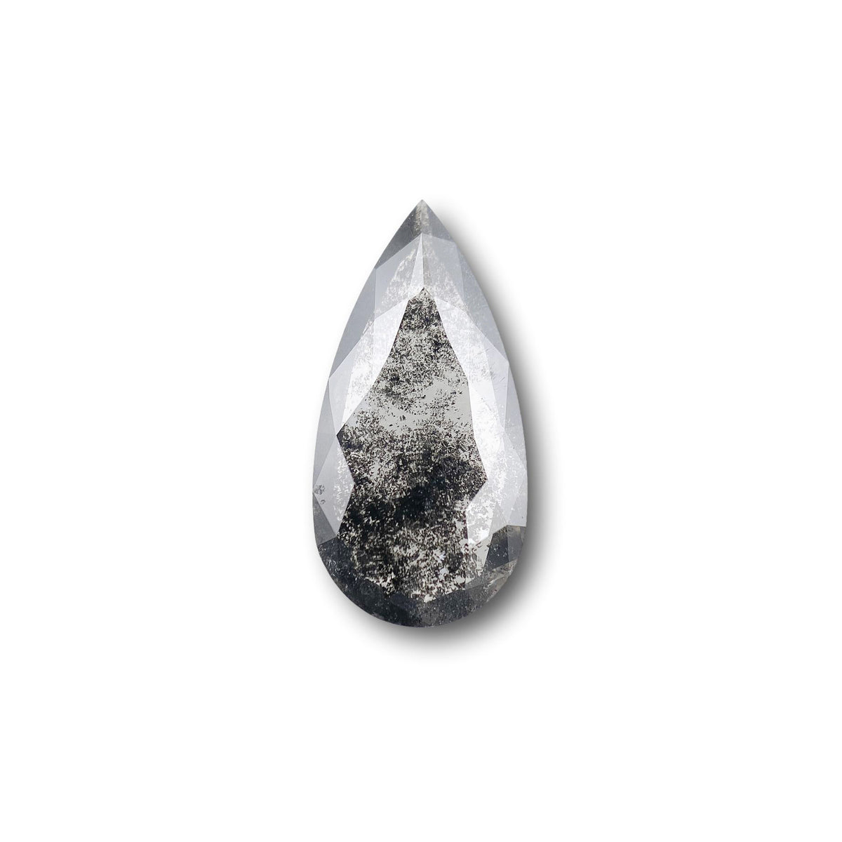 1.41ct | Salt & Pepper Pear Shape Rose Cut Lab Diamond