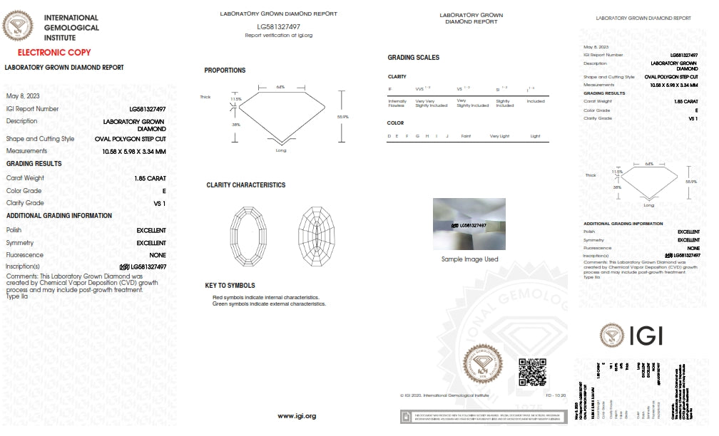 1.85ct | E/VS1 Oval Shape Step Cut Lab Diamond (IGI)-LITHOS Diamond