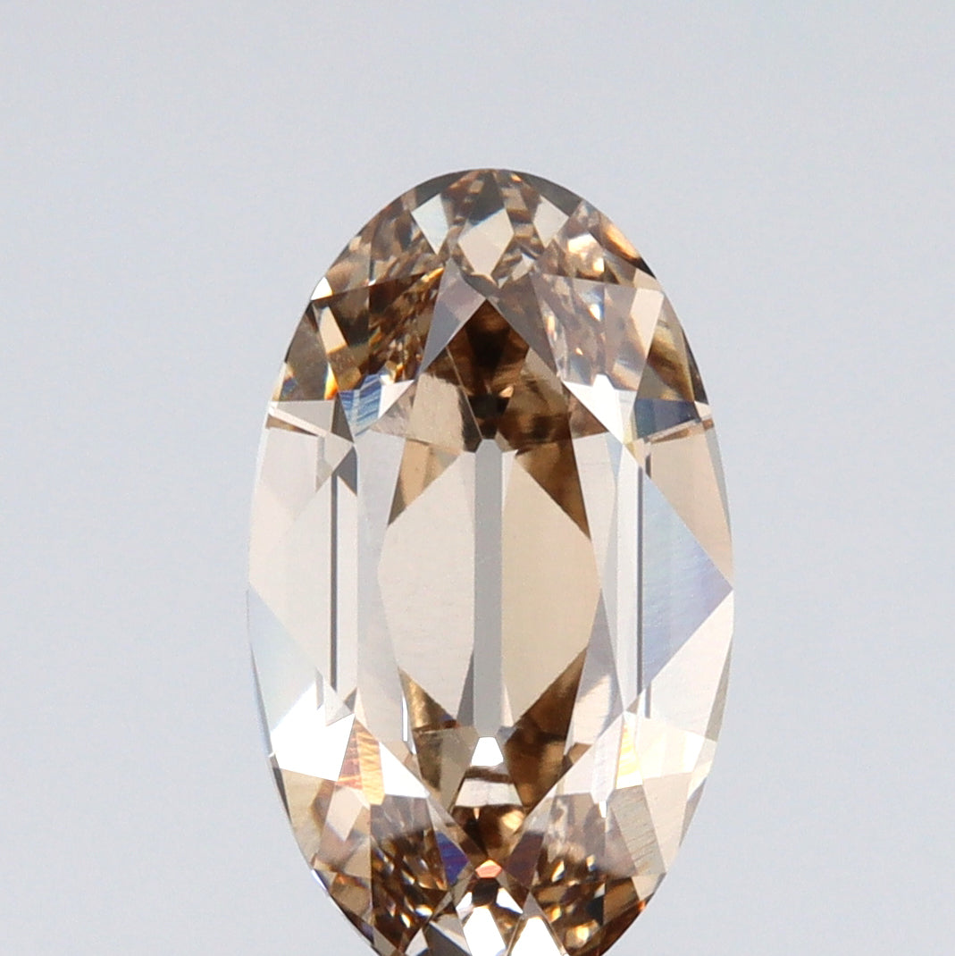 2.75ct | Light Brown/VS1 Oval Shape Old Mine Cut Lab Diamond (IGI)-LITHOS Diamond