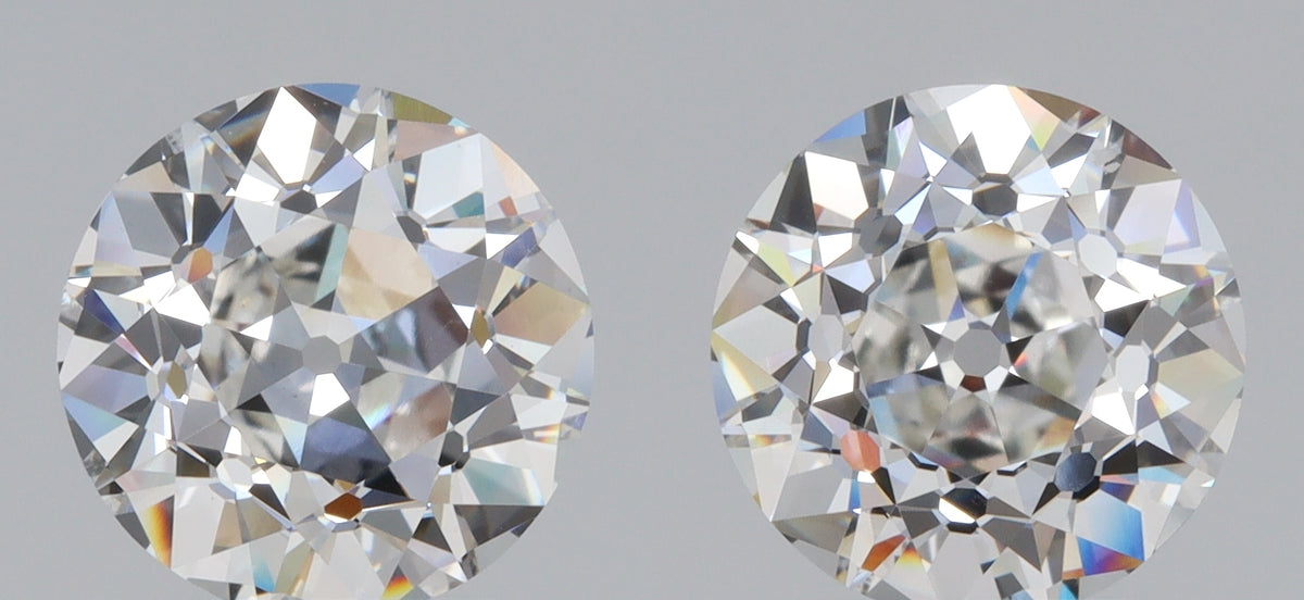 6.02cttw | F/VS1-VVS2 Round Shape Old European Cut Lab Diamond Matched Pair