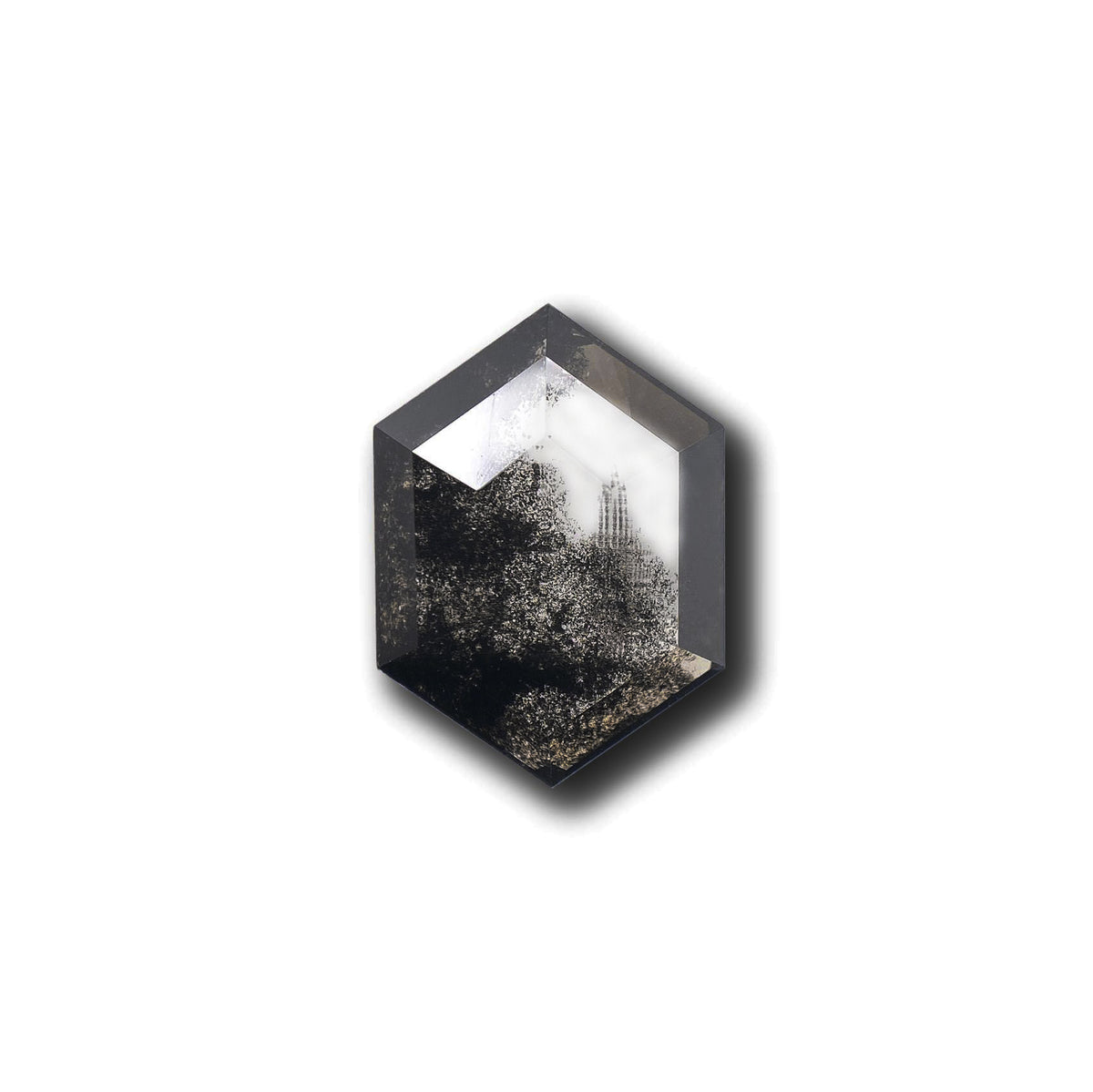 1.75ct | Salt & Pepper Hexagon Shape Rose Cut Lab Diamond