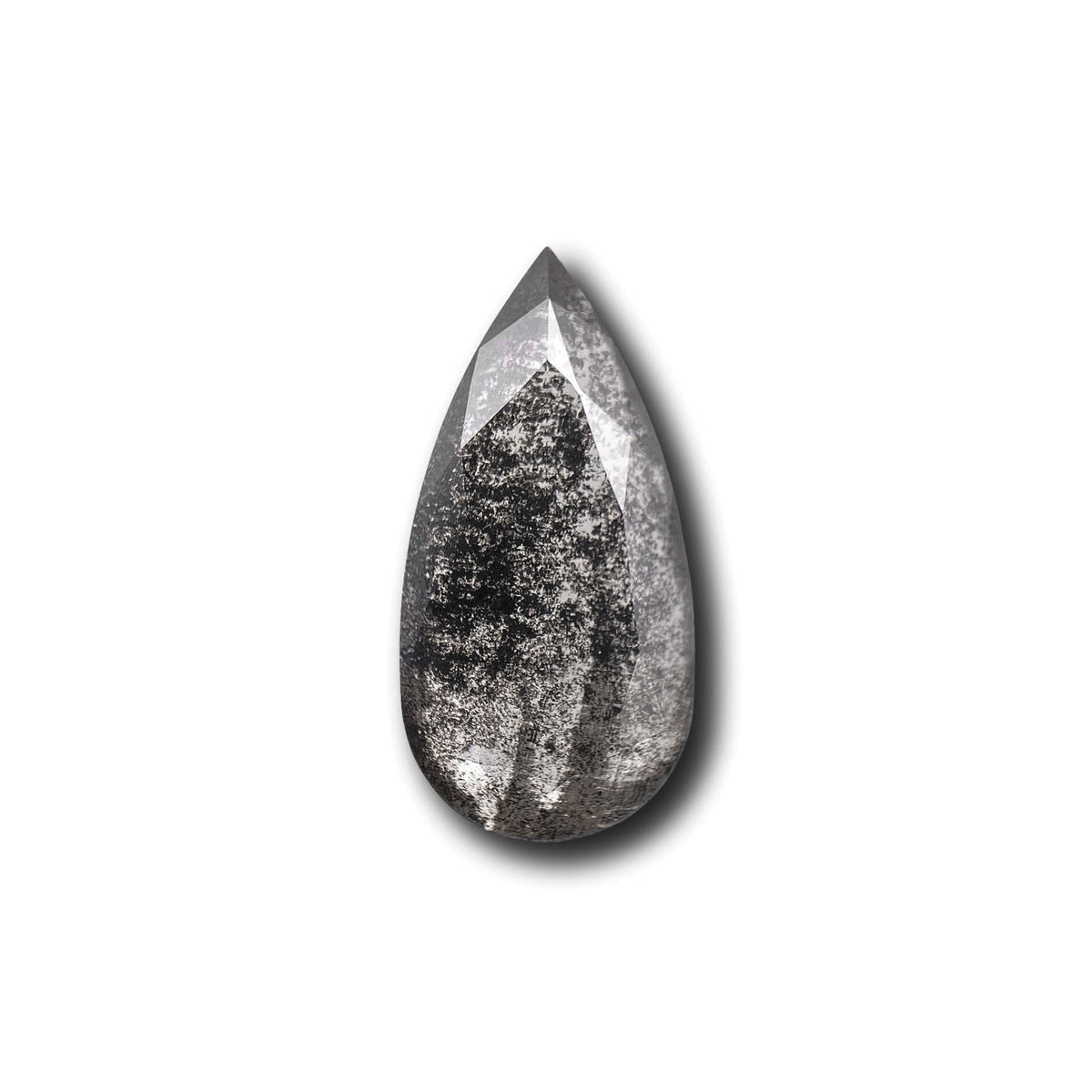 1.70ct | Salt & Pepper Pear Shape Rose Cut Lab Diamond