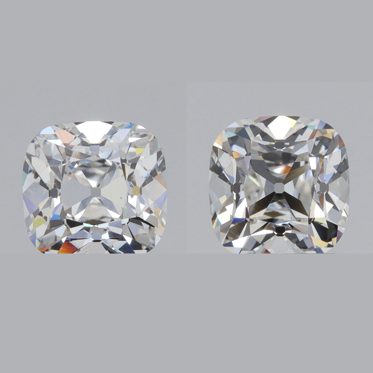 3.10ct | E-F/VS2 Cushion Shape Old Mine Cut Lab Diamond Matched Pair