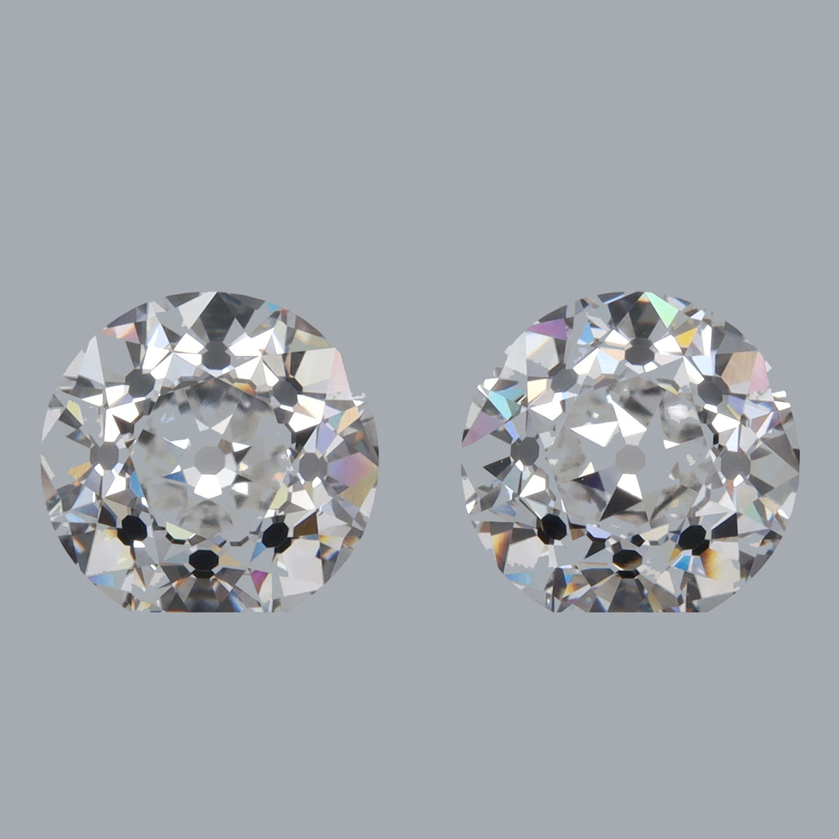 3.08cttw | D/VVS2 Round Shape Old European Cut Lab Diamond Matched Pair-LITHOS Diamond