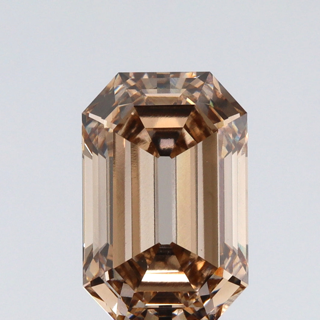 3.17ct | Light Brown/VVS2 Cognac Antique Octagon Shape Step Cut Lab Diamond (IGI)-LITHOS Diamond