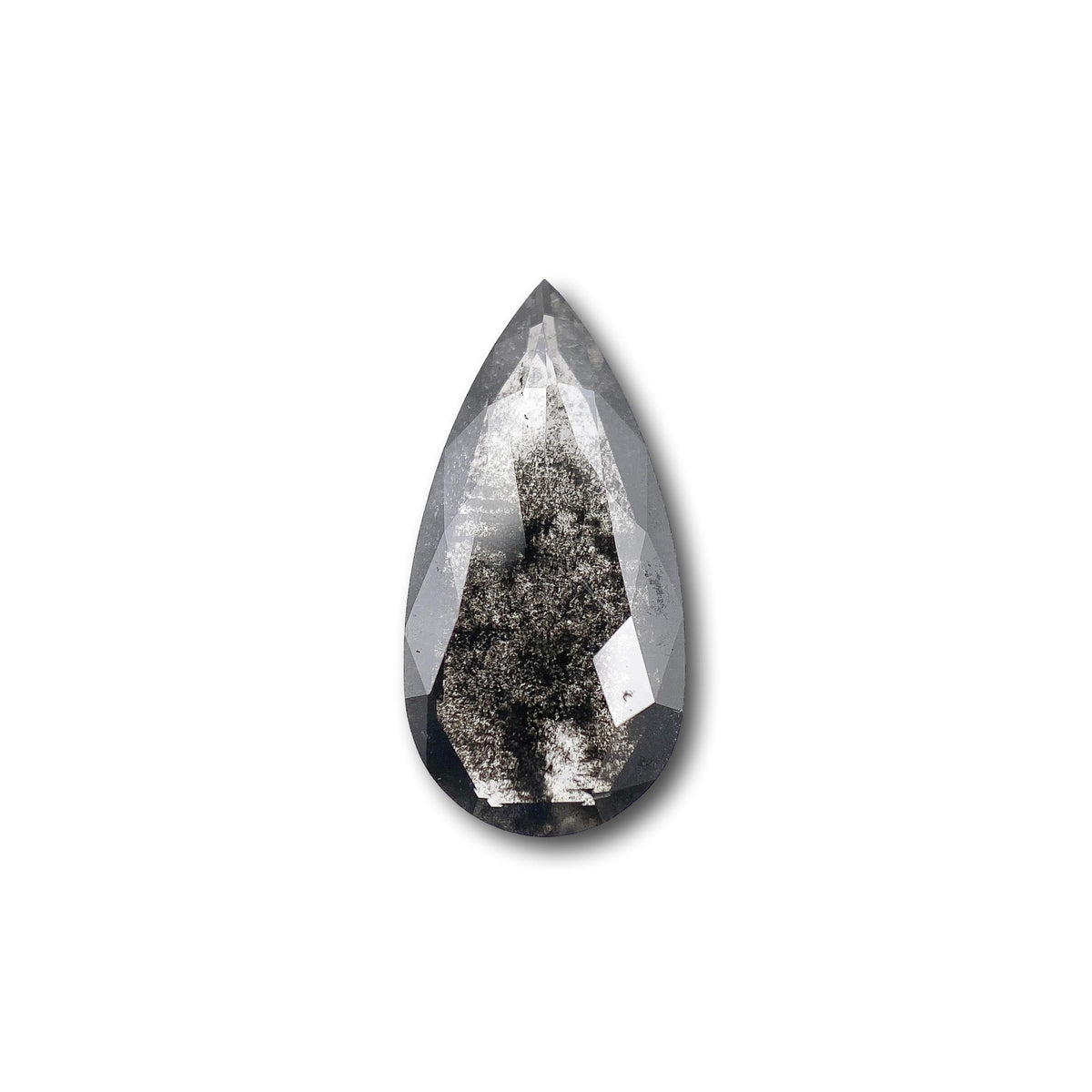 1.31ct | Salt & Pepper Pear Shape Rose Cut Lab Diamond