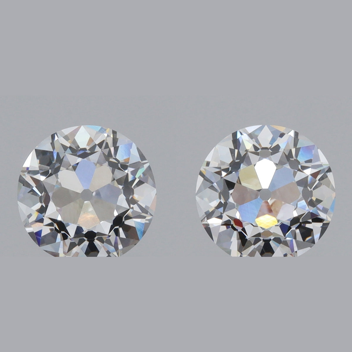 3.04cttw| D-F/VVS2-VS2 Round Shape Old European Cut Lab Diamond Matched Pair
