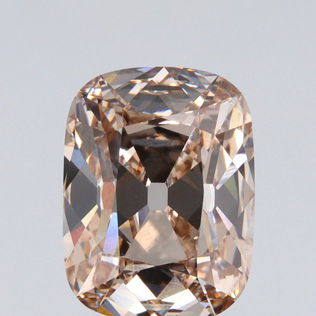 3.38ct | Q-R/VVS2 champagne Cushion Shape Old Mine Cut Lab Diamond (IGI)-LITHOS Diamond