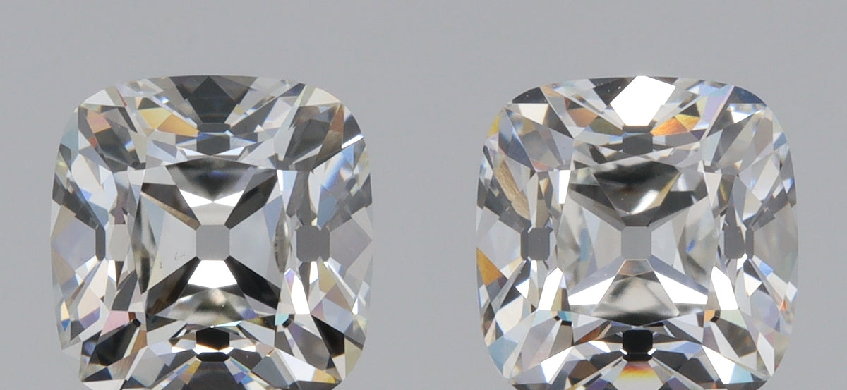 3.11cttw | F-G/VVS2 Cushion Shape Old Mine Cut Lab Diamond Matched Pair