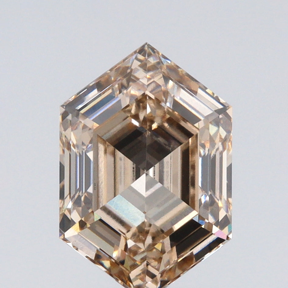 2.56ct | Light Brown/VVS2 Champagne Hexagon Step Cut Lab Diamond (IGI)