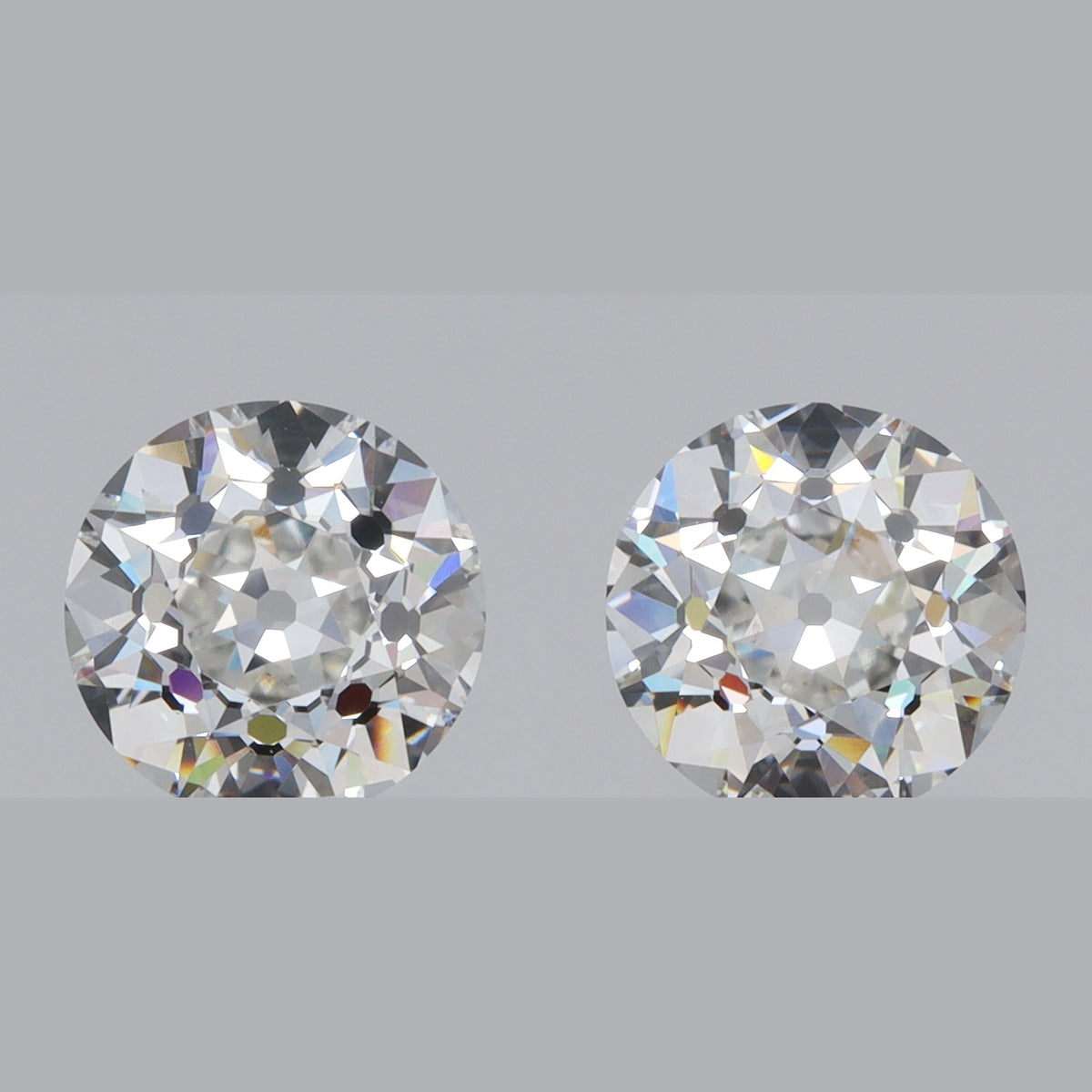3.05cttw | D/VS1 Round Shape Old European Cut Lab Diamond Matched Pair-LITHOS Diamond