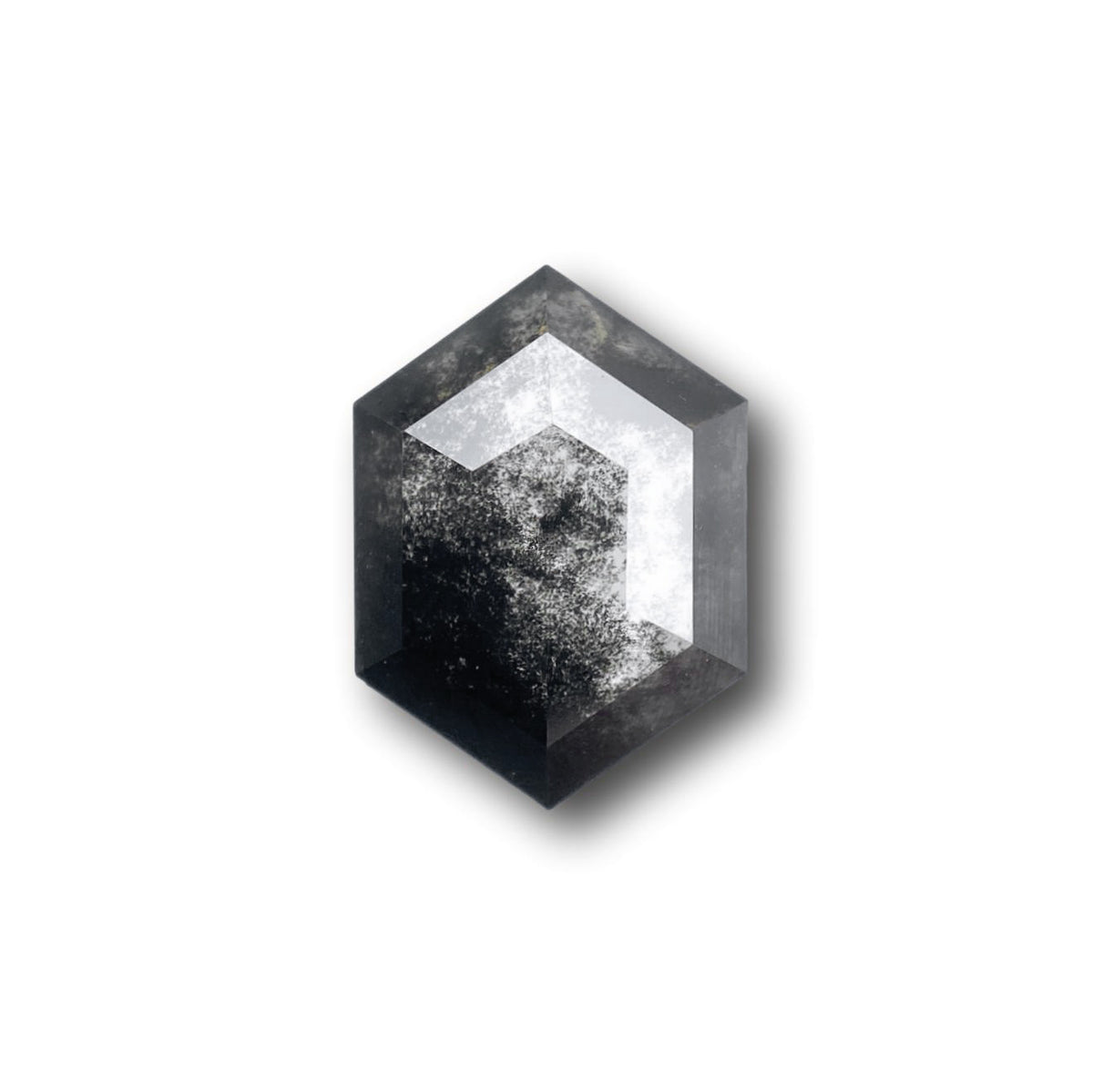 1.81ct | Salt & Pepper Hexagon Shape Rose Cut Lab Diamond