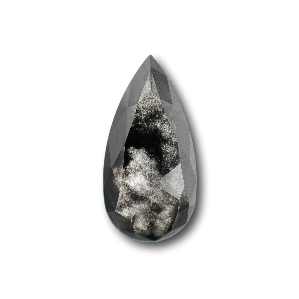 1.76ct | Salt & Pepper Pear Shape Rose Cut Lab Diamond