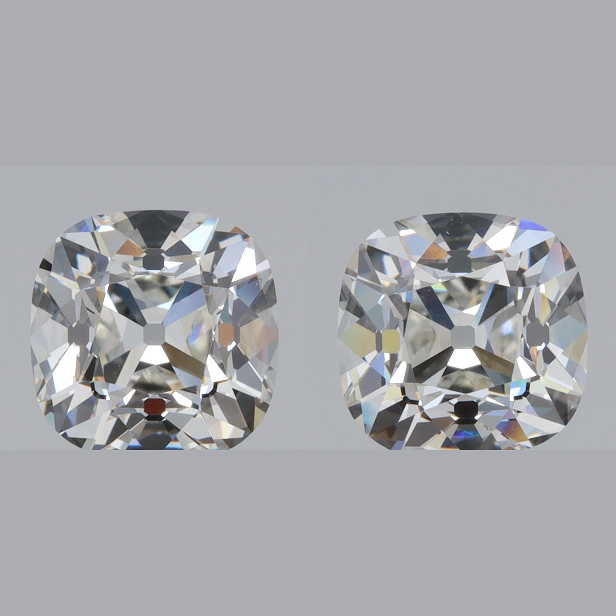 4.11cttw | G/VVS2 Cushion Shape Old Mine Cut Lab Diamond Matched Pair