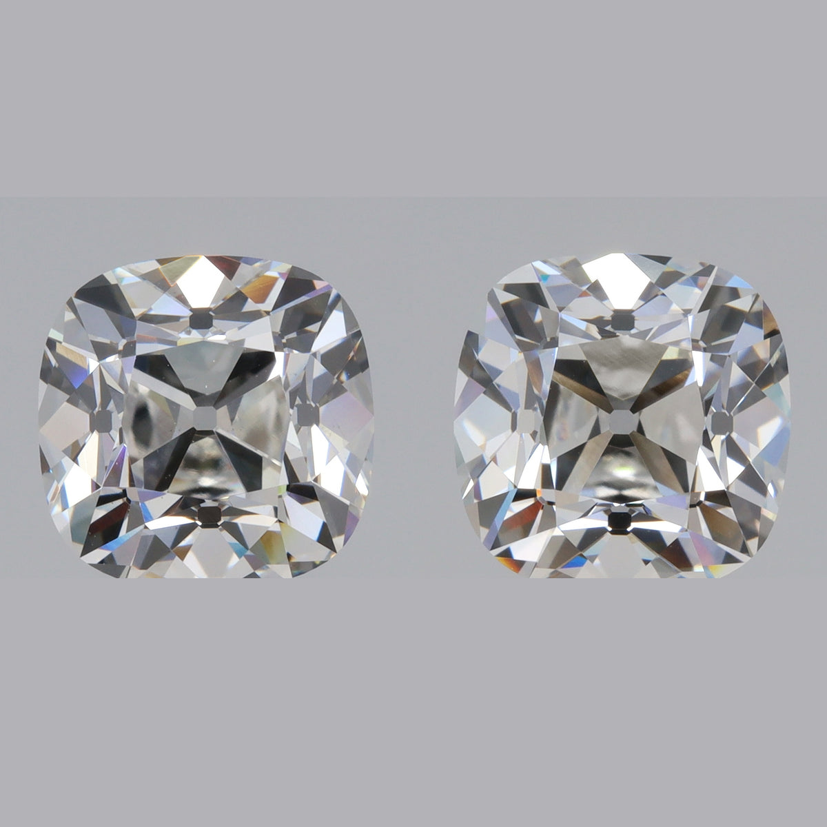 6.02cttw | F/VVS2 Cushion Shape Old Mine Cut Lab Diamond Matched Pair-LITHOS Diamond