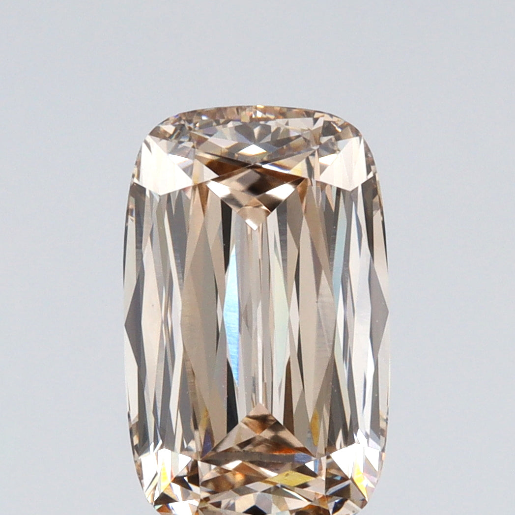 2.84ct | N/VS1 Champagne Cushion Shape Lattice Cut Lab Diamond (IGI)-LITHOS Diamond