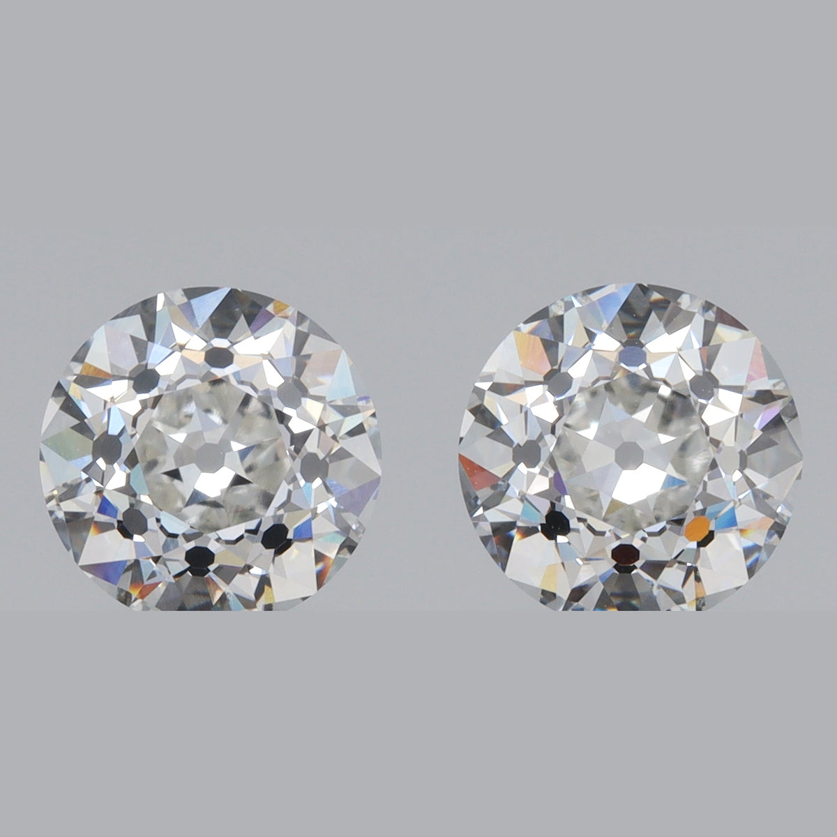 4.07cttw | E/VVS2 Round Shape Old European Cut Lab Diamond Matched Pair-LITHOS Diamond
